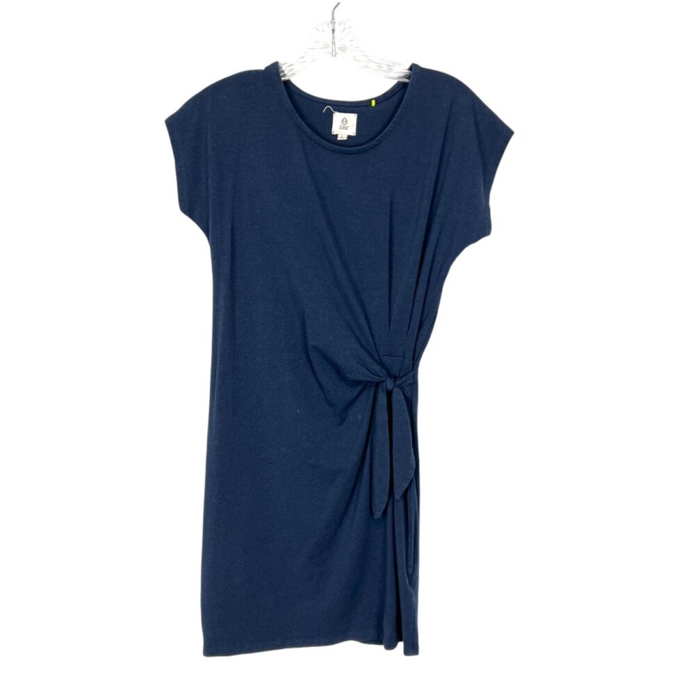 Tasc Performance Womens Navy Blue Tie Front T Shirt Dress Activewear size Small